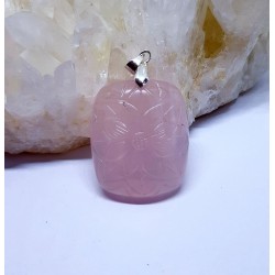 Pendentif quartz rose sculpté