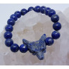 Bracelet tête de loup en perles de lapis lazuli 10mm