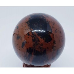 Sphère obsidienne acajou