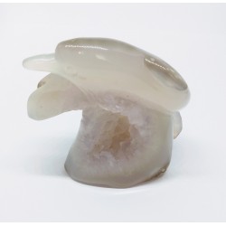 Sculpture dauphin en agate avec druse