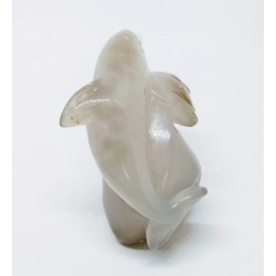 Sculpture dauphin en agate avec druse