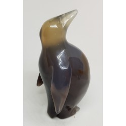 Sculpture pingouin en agate avec petite druse