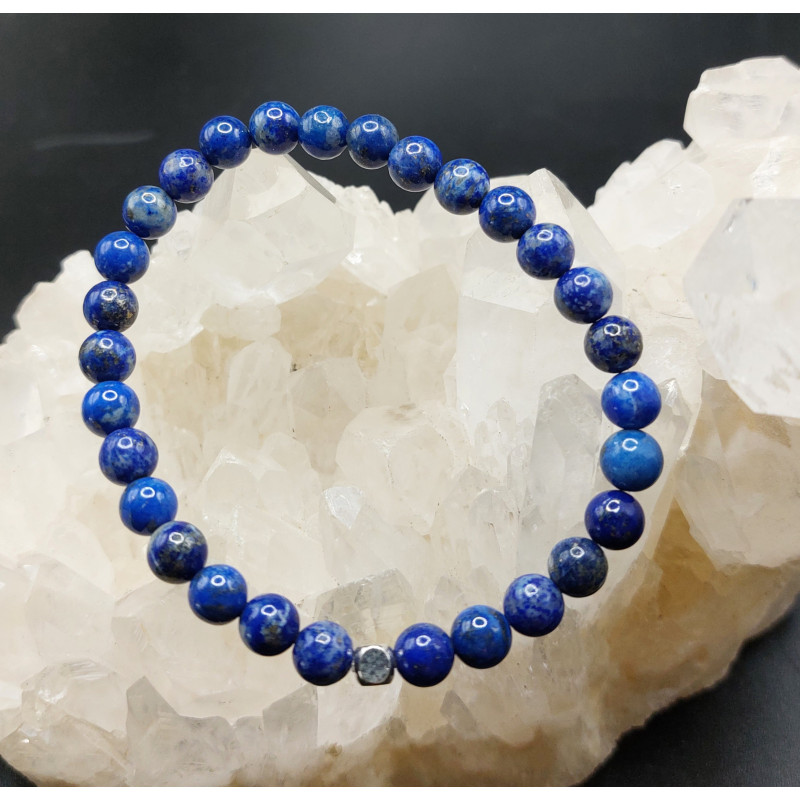 Bracelet lapis lazuli perles 6mm