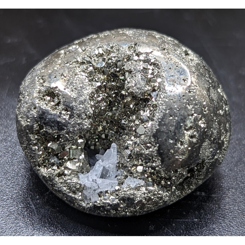 Galet pyrite Pérou avec inclusions de quartz